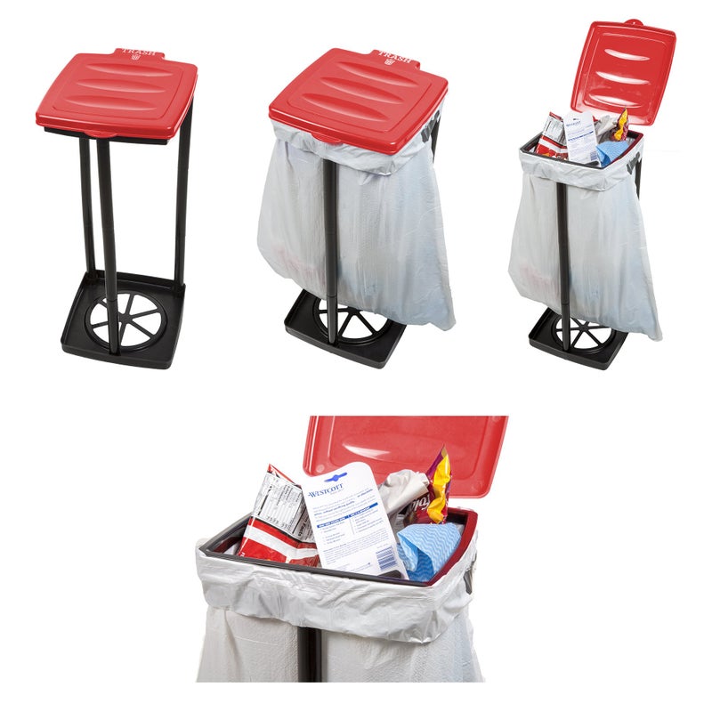 Wakeman Portable Trash Bag Holder â€“ Collapsible 13-Gallon Garbage Bin for Indoor/Outdoor Use, Camping, Recycling, and Parties â€“ Durable Plastic Trash Can by Wakeman Outdoors (Red) - Image 4